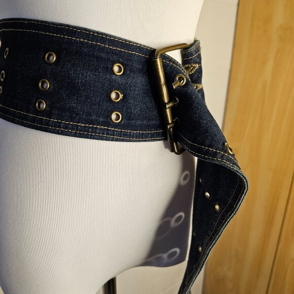 y2k McBling Mobwife Office Siren Western Yallternative Stretch Dark Demin Belt